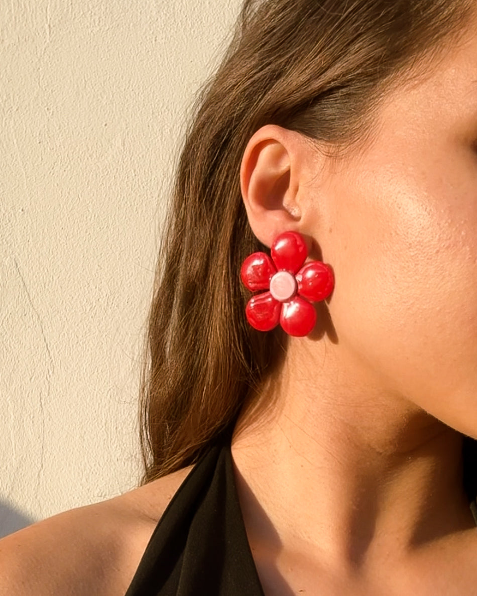 Flor vermelha e rosa