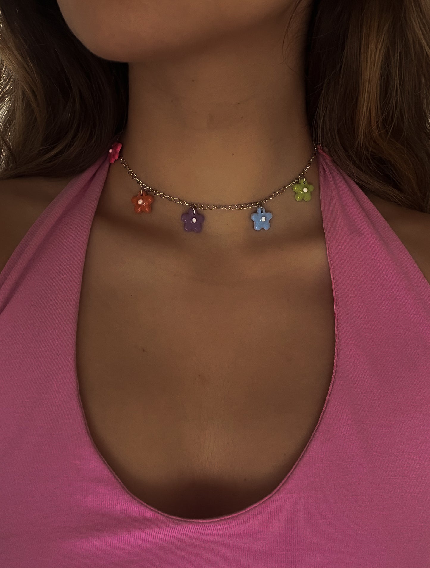 Flower charm choker