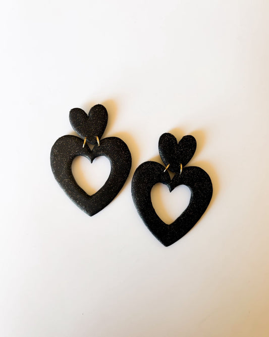 Coração preto glitter